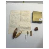 WOOD SEWING SHUTTLES AND HOOK