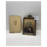 OLD PORTRAITS, ONE IN GOLD PLATED FRAME