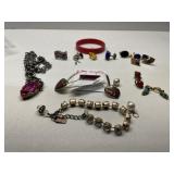 FANCY RIBBON TIE RHINESTONE NECKLACE, AND HEART