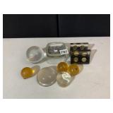 MAGNIFIER, PLASTIC/LUCITE BALLS, NAPKIN HOLDER