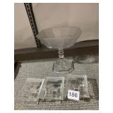 PEDESTAL CANDY DISH, 3 NUT DISHES