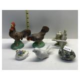 BONE CHINA SWAN, CHIPS ON FLOWERS, MADE IN