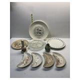 DIVIDED DIAMOND GLASS DISH, 1977 CALENDAR PLATE,