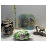 MUG, DISH, MUSHROOM FIGURE ETC.