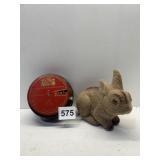 MT LEBANON FEDERAL COIN BANK AND FLOCKED RABBIT
