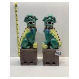 PAIR OF FOO DOGS, ONE MISSING TONGUE