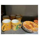 GINGERBREAD CONDIMENT HOLDER, MUGS, PLATES