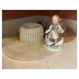 SUMMER HAT AND PORCELAIN HAND PAINTED BAVARIA