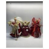 3 CHRISTMAS ANGEL TREE TOPPERS, FIBER OPTIC,