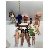 VINTAGE DOLLS AND DOG TOYS, AS FOUND