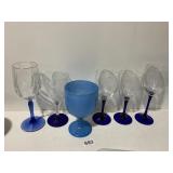 BLUE STEMMED WINE GLASSES