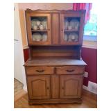 OAK CHINA HUTCH WITH GLASS FRONT CABINETS