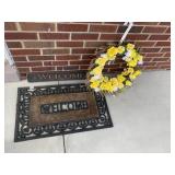 DOOR MAT, WREATHE, WELCOME SIGN