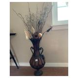 METAL VASE W/ BATTERY OP PLUMES