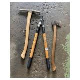 SPLITTING WEDGE, PRUNERS, AXE