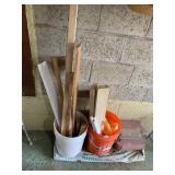 PAINT BUCKET, WOOD BOARDS, ETC.