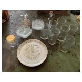 GOLD RIM GLASSES, GLASS DISHES, MEYERS CENTENNIAL