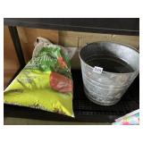 GALVANIZED BUCKET, POTTING SOIL