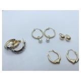 14K EARRINGS - YELLOW GOLD W/ WHITE GOLD CHAIN,