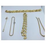 GOLD TONE NECKLACE, HEART NECKLACE, STICK PIN