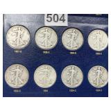 (8) LIBERTY WALKING HALF DOLLARS INCLUDING: