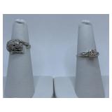 RINGS 14K GOLD PANTHER RING SZ. 5, CENTER DIAMOND