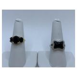 ONYX RINGS SZ. 6 - 3 BLACK STONES SET IN 14K GOLD