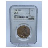 1962 LIBERTY HALF - GRADED MS 65