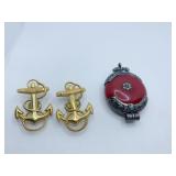 UNUSUAL PENDANT W/ RED CENTER, (2) ANCHOR PIN