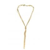 24" LONG MULTISTRAND GOLD TONE NECKLACE W/ KNOT