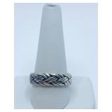 RING STERLING SILVER BASKET WEAVE DESIGN SZ. 11.5