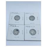 (4) MERCURY DIMES INCL: 1937, 1939, 1942-S,