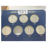 (7) LIBERTY WALKING HALF DOLLARS INCL. 1920,