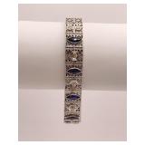 GORGEOUS ART DECO WHITE GOLD BRACELET W/ 4
