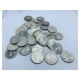 (40) SILVER WASHINGTON QUARTERS 1964 BACK