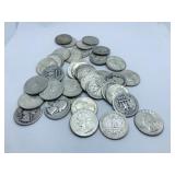 (40) SILVER WASHINGTON QUARTERS 1964 BACK
