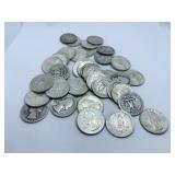 (40) SILVER WASHINGTON QUARTERS 1964 BACK