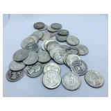 (40) SILVER WASHINGTON QUARTERS 1964 BACK