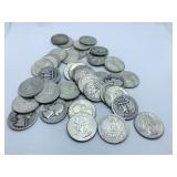 (40) SILVER WASHINGTON QUARTERS 1964 BACK