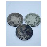 BARBER DIMES 1905-S, 07-P, 14-P