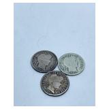 BARBER DIMES 1913-P, 14-P, 15-P