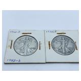 (2) LIBERTY WALKING HALVES 1935-P, 1942-D