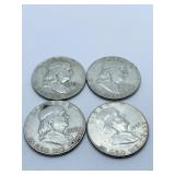 (4) FRANKLIN HALVES INCL: 1957-D, 1962-D, 1963-P,