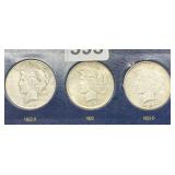 (3) SILVER DOLLARS - 1922-S, 1923, 1923-D