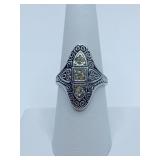 RING 14KT ELECTROPLATED SZ. 8 FAUX DIAMOND