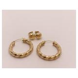 14K GOLD HOOP EARRINGS AND BUTTON EARRINGS 3