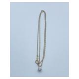 14K GOLD - 15" CHAIN W/ CENTER DIAMOND NECKLACE -
