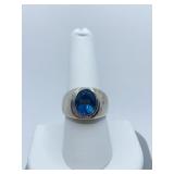 RING - LONDON BLUE STONE STERLING SETTING - SZ. 9