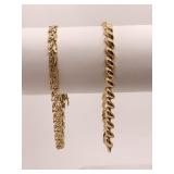 14K (2) 7" BRACELET LINKS BRACELET MARKED RTI -