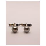GRAY CULTURED PEARLS SET IN SILVER 6.82 GRAMS